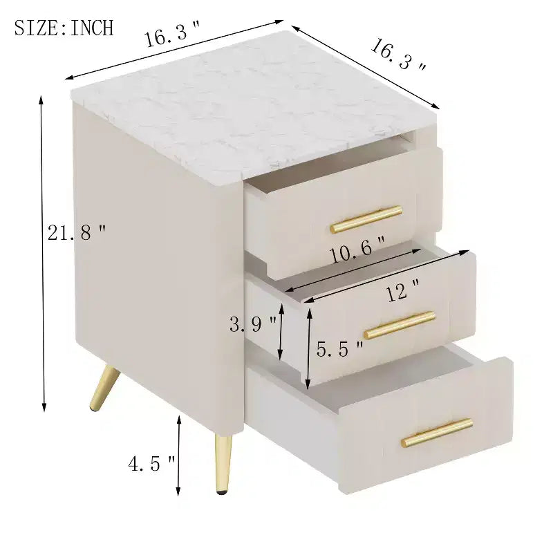 Modern Nightstand 3-Drawer Door Cabinet (N733P208520A)