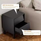Mid-Century Modern Nightstand LED/Night Light Drawer Storage Solid Wood Set of 2 (W578P192479)