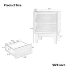 Mid-Century Modern Nightstand LED/Night Light Drawer Storage Solid Wood Set of 2 (W578P192479)