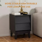 Mid-Century Modern Nightstand LED/Night Light Drawer Storage Solid Wood Set of 2 (W578P192479)