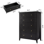 5 Drawer Dresser for Bedroom - Tall Modern Wooden Chest with Deep Drawers & Metal Knobs for Entryway Hallway