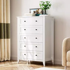 5 Drawer Dresser for Bedroom - Tall Modern Wooden Chest with Deep Drawers & Metal Knobs for Entryway Hallway