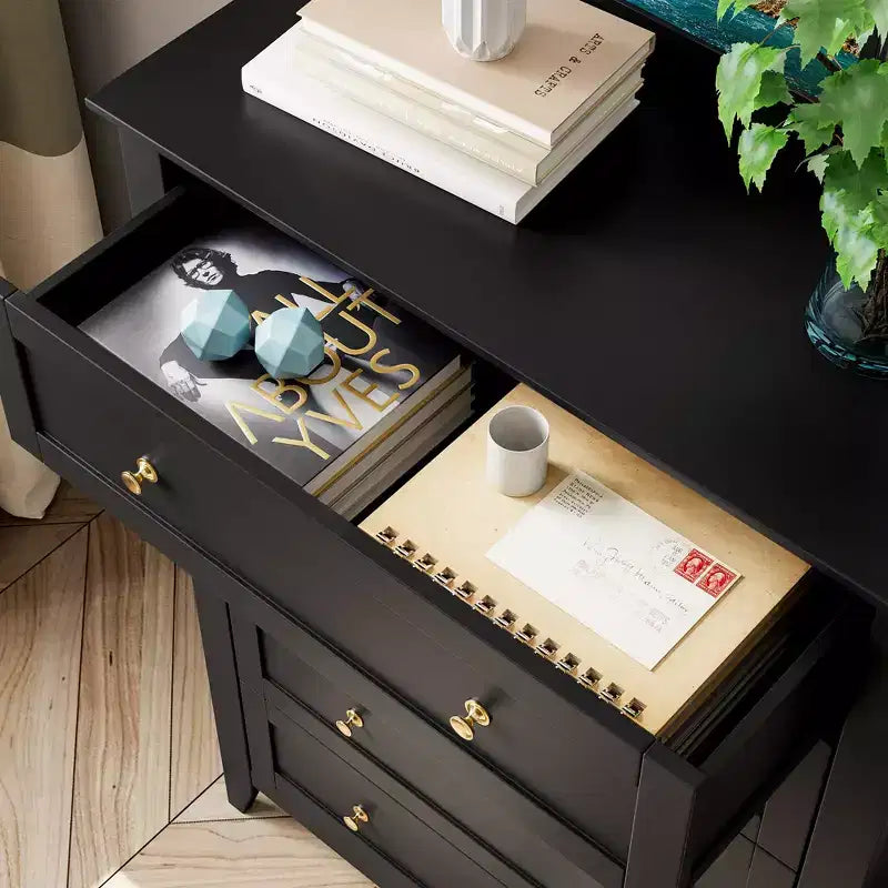 5 Drawer Dresser for Bedroom - Tall Modern Wooden Chest with Deep Drawers & Metal Knobs for Entryway Hallway