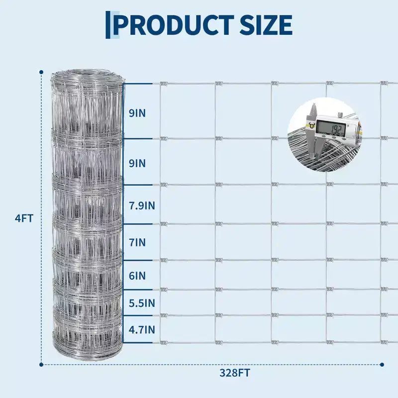Cattle Farm Fence, Heavy Duty Galvanized Wire Fencing for Cattle, Hog, Goat, Sheep, Deer Livestock Fence, Yard Protection & Farm Animal Enclosure