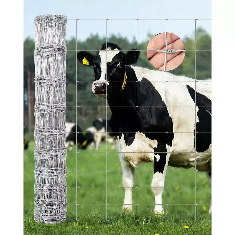 Cattle Farm Fence, Heavy Duty Galvanized Wire Fencing for Cattle, Hog, Goat, Sheep, Deer Livestock Fence, Yard Protection & Farm Animal Enclosure