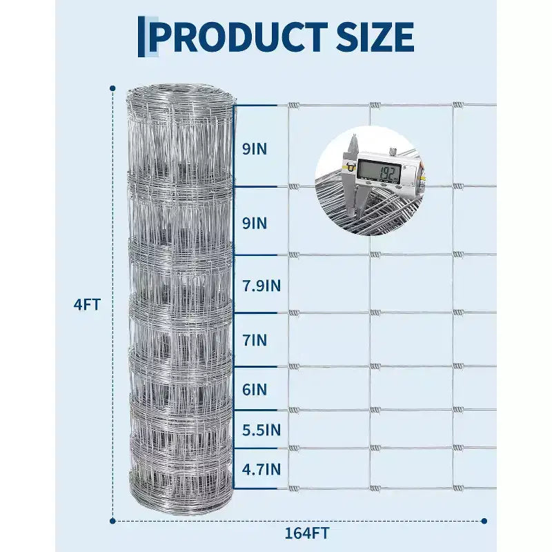 Cattle Farm Fence, Heavy Duty Galvanized Wire Fencing for Cattle, Hog, Goat, Sheep, Deer Livestock Fence, Yard Protection & Farm Animal Enclosure