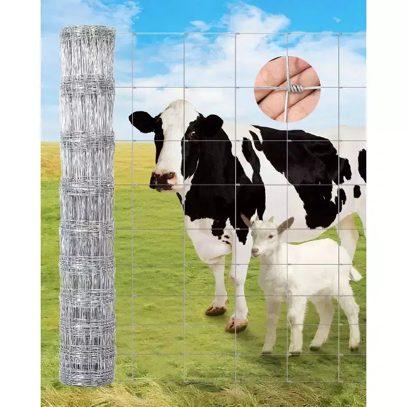 Cattle Farm Fence, Heavy Duty Galvanized Wire Fencing for Cattle, Hog, Goat, Sheep, Deer Livestock Fence, Yard Protection & Farm Animal Enclosure