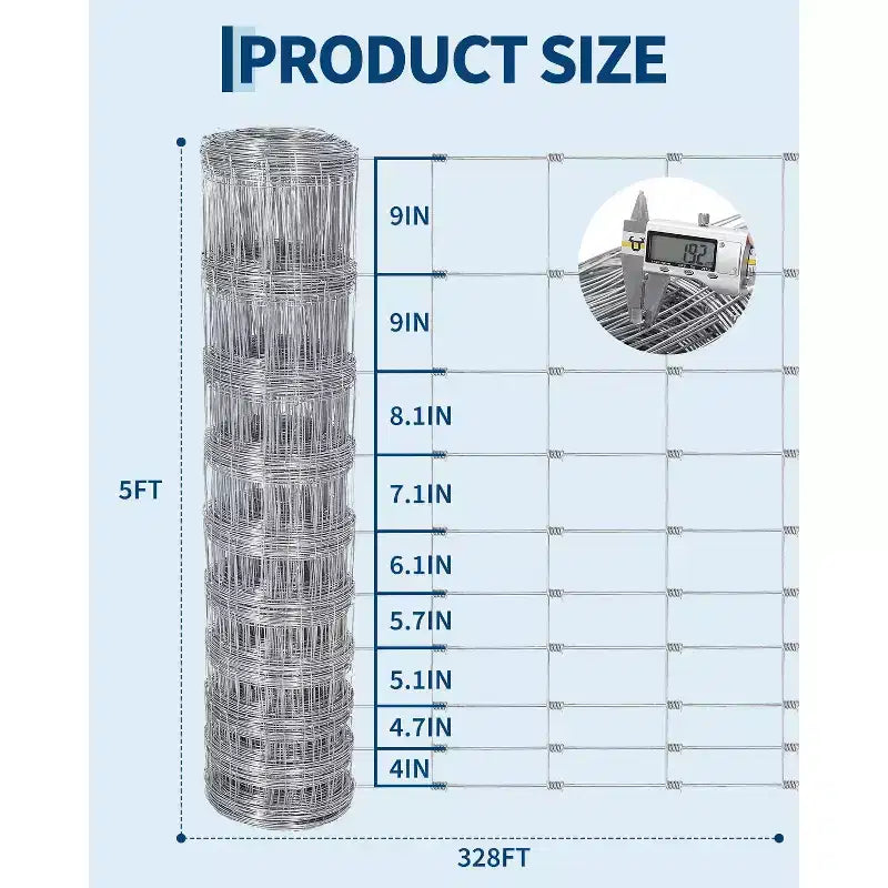 Cattle Farm Fence, Heavy Duty Galvanized Wire Fencing for Cattle, Hog, Goat, Sheep, Deer Livestock Fence, Yard Protection & Farm Animal Enclosure