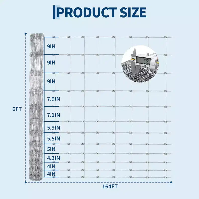 Cattle Farm Fence, Heavy Duty Galvanized Wire Fencing for Cattle, Hog, Goat, Sheep, Deer Livestock Fence, Yard Protection & Farm Animal Enclosure