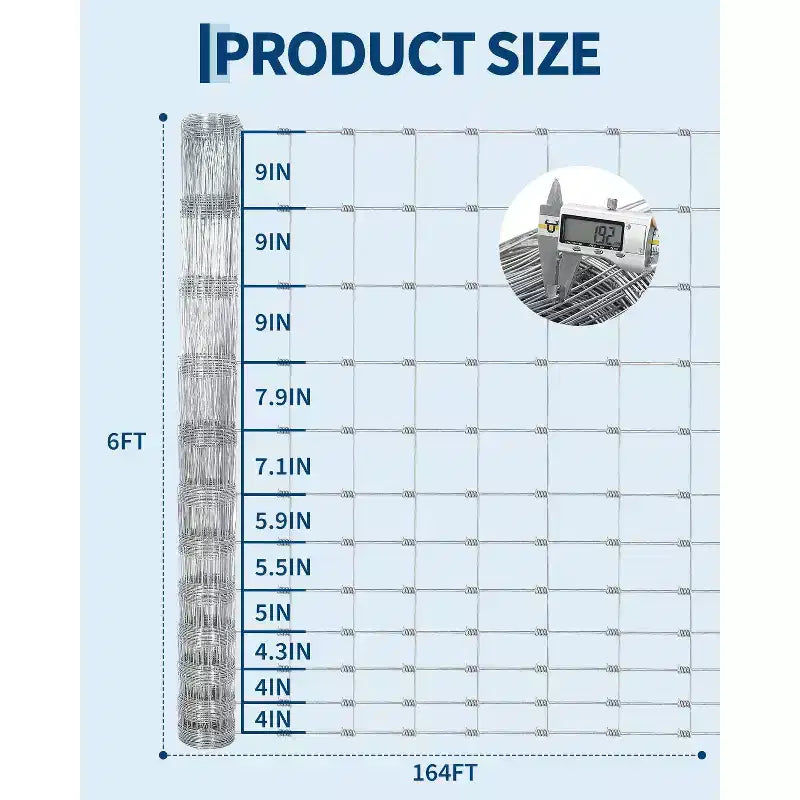 Cattle Farm Fence, Heavy Duty Galvanized Wire Fencing for Cattle, Hog, Goat, Sheep, Deer Livestock Fence, Yard Protection & Farm Animal Enclosure