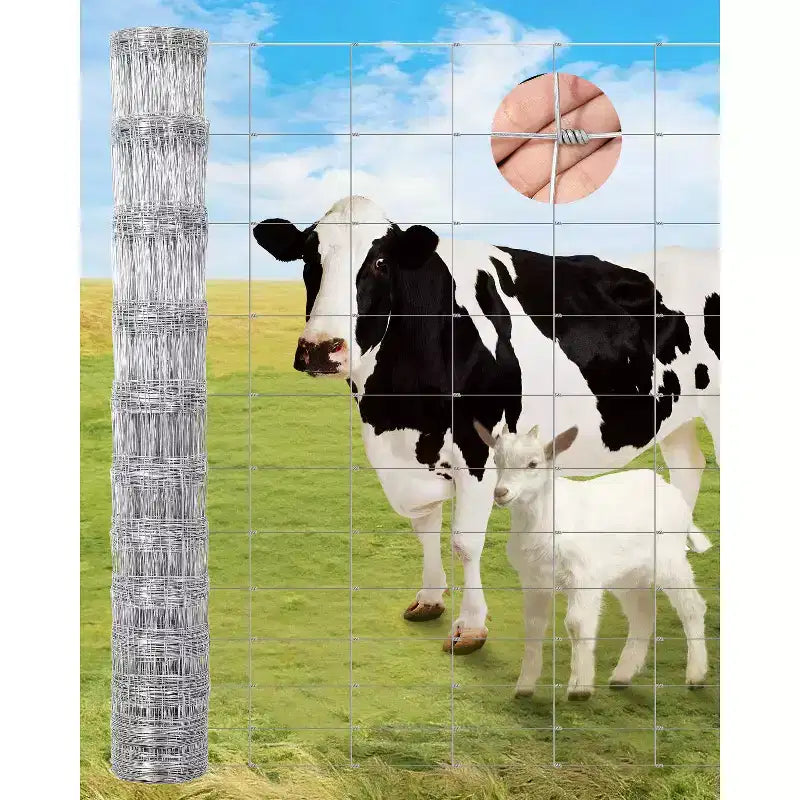 Cattle Farm Fence, Heavy Duty Galvanized Wire Fencing for Cattle, Hog, Goat, Sheep, Deer Livestock Fence, Yard Protection & Farm Animal Enclosure