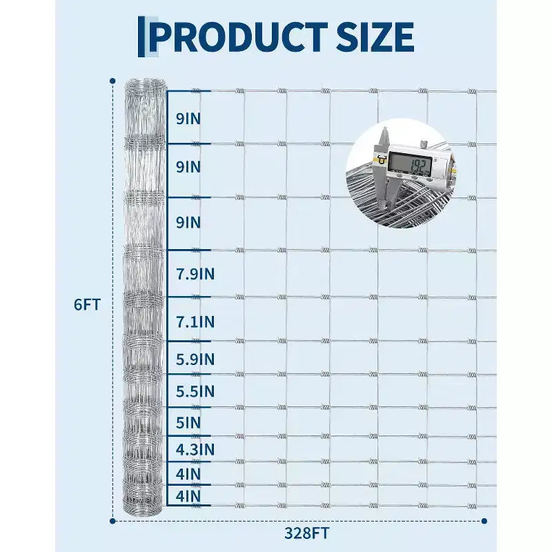 Cattle Farm Fence, Heavy Duty Galvanized Wire Fencing for Cattle, Hog, Goat, Sheep, Deer Livestock Fence, Yard Protection & Farm Animal Enclosure