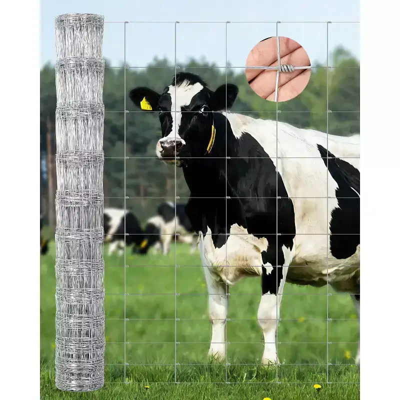 Cattle Farm Fence, Heavy Duty Galvanized Wire Fencing for Cattle, Hog, Goat, Sheep, Deer Livestock Fence, Yard Protection & Farm Animal Enclosure