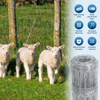 Cattle Farm Fence, Heavy Duty Galvanized Wire Fencing for Cattle, Hog, Goat, Sheep, Deer Livestock Fence, Yard Protection & Farm Animal Enclosure