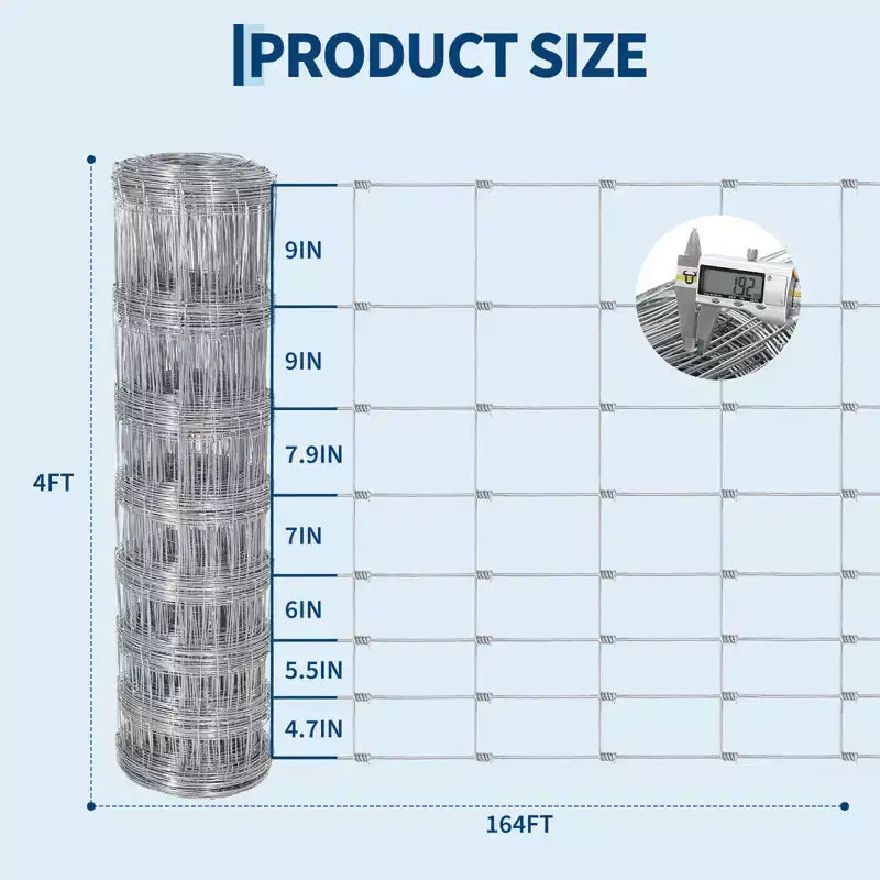 Cattle Farm Fence, Heavy Duty Galvanized Wire Fencing for Cattle, Hog, Goat, Sheep, Deer Livestock Fence, Yard Protection & Farm Animal Enclosure