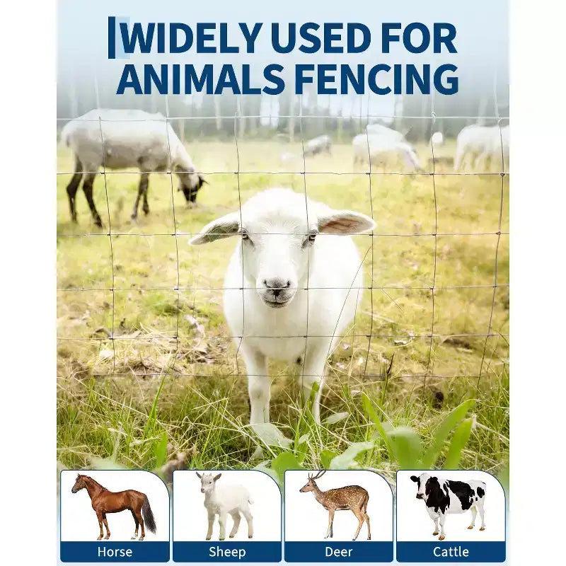 Cattle Farm Fence, Heavy Duty Galvanized Wire Fencing for Cattle, Hog, Goat, Sheep, Deer Livestock Fence, Yard Protection & Farm Animal Enclosure