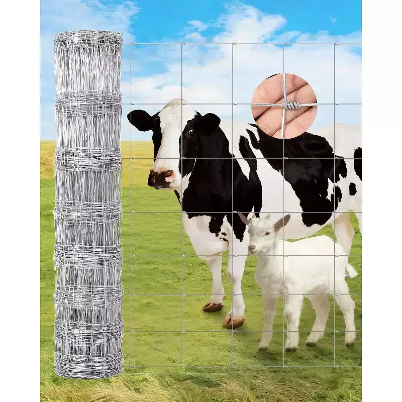 Cattle Farm Fence, Heavy Duty Galvanized Wire Fencing for Cattle, Hog, Goat, Sheep, Deer Livestock Fence, Yard Protection & Farm Animal Enclosure