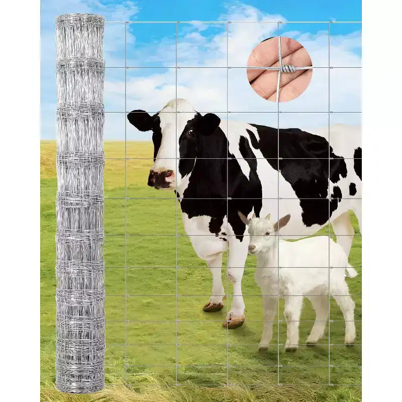 Cattle Farm Fence, Heavy Duty Galvanized Wire Fencing for Cattle, Hog, Goat, Sheep, Deer Livestock Fence, Yard Protection & Farm Animal Enclosure