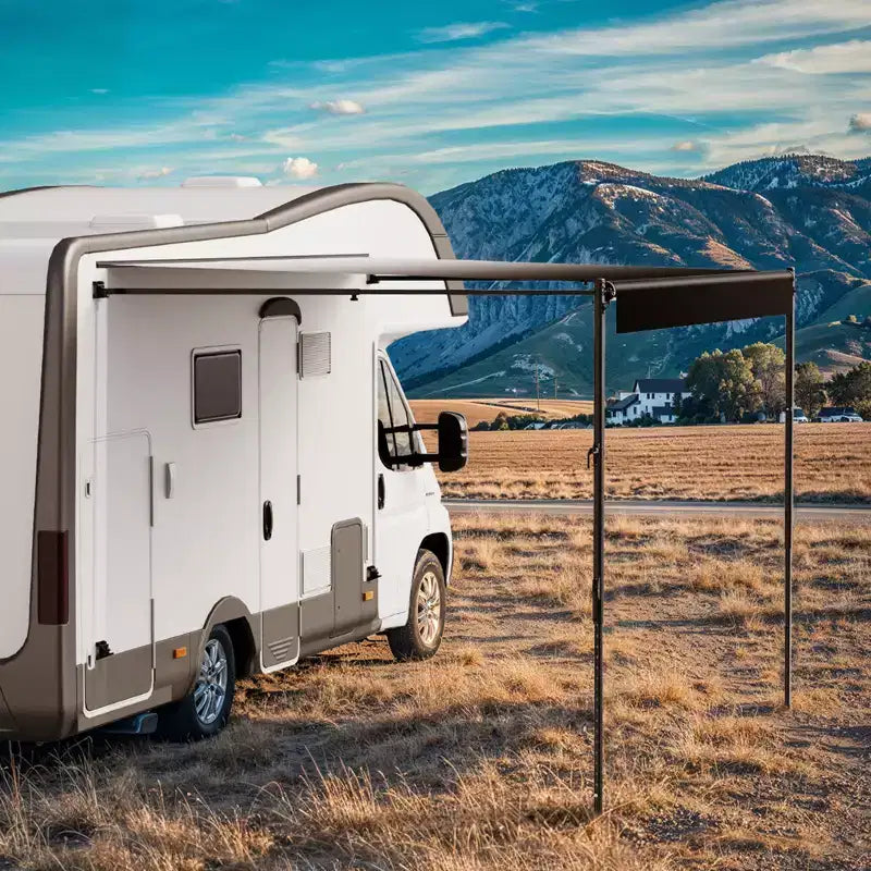 VEVOR Manual RV Awning Complete Kit, 16' Retractable Awning with Aluminum Alloy Frame, Outdoor Trailer Awning, Fit for Most RVs(Black Fade)