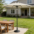 10FT Patio Umbrella with Smooth Crank Lift, Push Button Tilt and 8 Sturdy Ribs for Pool, Deck, Yard, Garden (Beige)