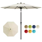 10FT Patio Umbrella with Smooth Crank Lift, Push Button Tilt and 8 Sturdy Ribs for Pool, Deck, Yard, Garden (Beige)