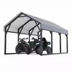 12x13 ft Metal Carport Shed, Reinforced Frame and Steel Roof for All-Weather Use, Permanent Shelter for Cars, Motorcycles, ATVs, or Boats