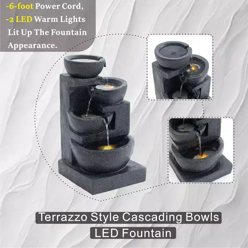 GDFStudio Albert Terrazzo Style 29H Outdoor Water Fountain