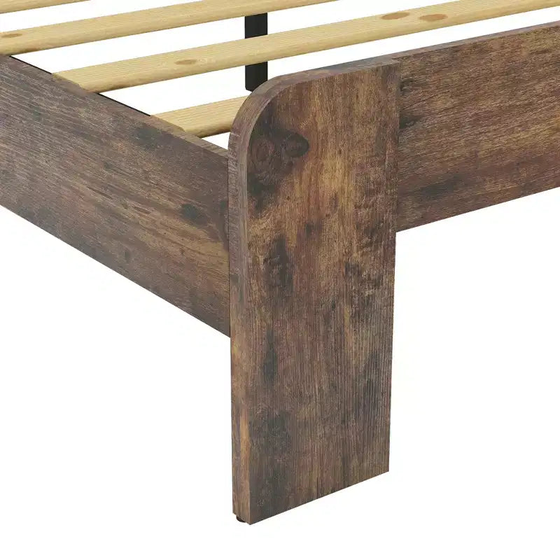 Full/Queen/King Size Platform Bed Frame with LED Light Headboard and 2 USB, Wood Platform Bed with Storage