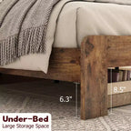 Full/Queen/King Size Platform Bed Frame with LED Light Headboard and 2 USB, Wood Platform Bed with Storage