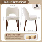 Wooden Dining Chairs Set of 2, Modern Fabric Upholstered Dining Room Chairs, Hollow Back Kitchen Chairs with Adjustable Foot Pads
