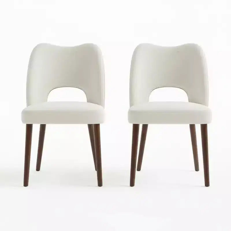 Wooden Dining Chairs Set of 2, Modern Fabric Upholstered Dining Room Chairs, Hollow Back Kitchen Chairs with Adjustable Foot Pads