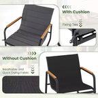 Costway 3 PCS Outdoor Rocking Bistro Set with Tempered Glass Table Metal Frame Soft Cushions