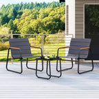 Costway 3 PCS Patio Bistro Set with Cushions & Tempered Glass Coffee Table for Balcony, Lawn
