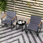 Costway 3 PCS Patio Bistro Set with Cushions & Tempered Glass Coffee Table for Balcony, Lawn