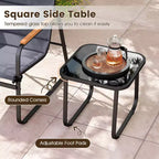 Costway 3 PCS Patio Bistro Set with Cushions & Tempered Glass Coffee Table for Balcony, Lawn