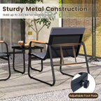 Costway 3 PCS Patio Bistro Set with Cushions & Tempered Glass Coffee Table for Balcony, Lawn