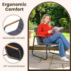 Costway 3 PCS Patio Bistro Set with Cushions & Tempered Glass Coffee Table for Balcony, Lawn