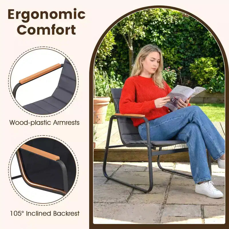 Costway 3 PCS Patio Bistro Set with Cushions & Tempered Glass Coffee Table for Balcony, Lawn