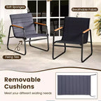 Costway 3 PCS Patio Bistro Set with Cushions & Tempered Glass Coffee Table for Balcony, Lawn