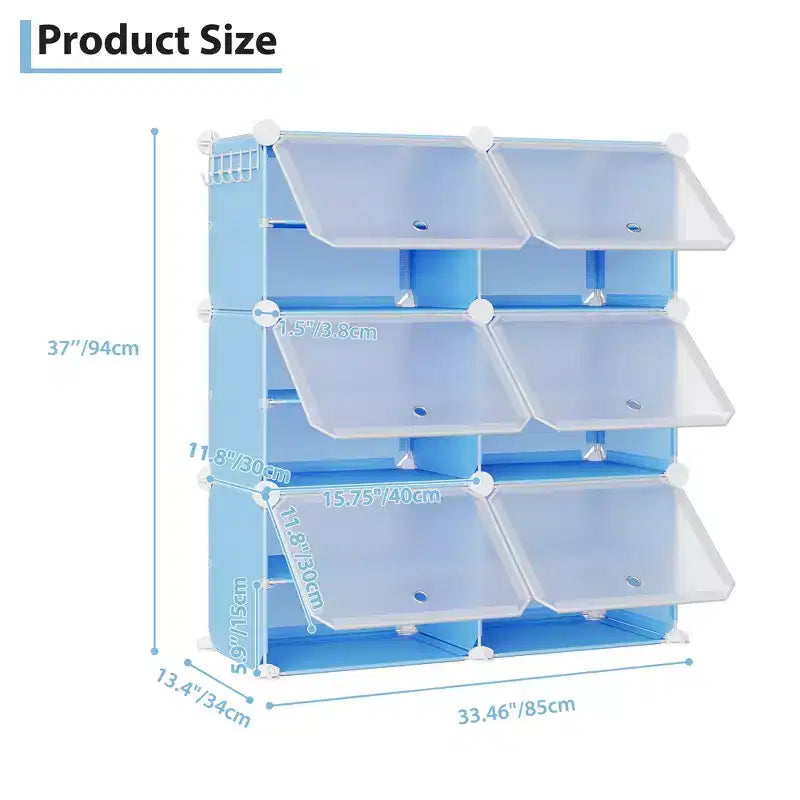 Modular six-compartment shoe cabinet with doors - suitable for hallways, bedrooms, or living rooms, space-saving and easy to assemble.