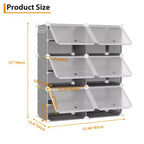 Modular six-compartment shoe cabinet with doors - suitable for hallways, bedrooms, or living rooms, space-saving and easy to assemble.