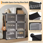 Modular six-compartment shoe cabinet with doors - suitable for hallways, bedrooms, or living rooms, space-saving and easy to assemble.