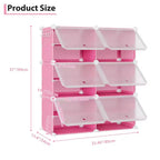 Modular six-compartment shoe cabinet with doors - suitable for hallways, bedrooms, or living rooms, space-saving and easy to assemble.