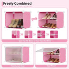 Modular six-compartment shoe cabinet with doors - suitable for hallways, bedrooms, or living rooms, space-saving and easy to assemble.