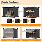 Modular six-compartment shoe cabinet with doors - suitable for hallways, bedrooms, or living rooms, space-saving and easy to assemble.