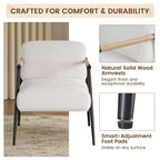 Comfy Chair, Modern Accent Chair with Metal Frame, Cozy Reading Chair with Soft Cushion & Wood Armrest for Bedroom, Living Room, Brown