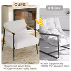 Comfy Chair, Modern Accent Chair with Metal Frame, Cozy Reading Chair with Soft Cushion & Wood Armrest for Bedroom, Living Room, Brown