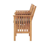 Bristol Acacia Wood Outdoor Double Seat Bench, Attached Table, Weather-Proof, Natural Finish, Porch, 60 in. W x 23 in. D x 35 in. H, Seat: 19 in. W x