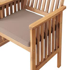 Bristol Acacia Wood Outdoor Double Seat Bench, Attached Table, Weather-Proof, Natural Finish, Porch, 60 in. W x 23 in. D x 35 in. H, Seat: 19 in. W x