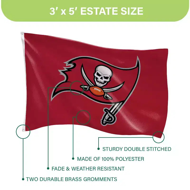 NFL Tampa Bay Buccaneers 3 x 5 Outdoor Durable House Flag with Grommets | Sport Team Flag & Banner | Indoor Wall Decor Flag